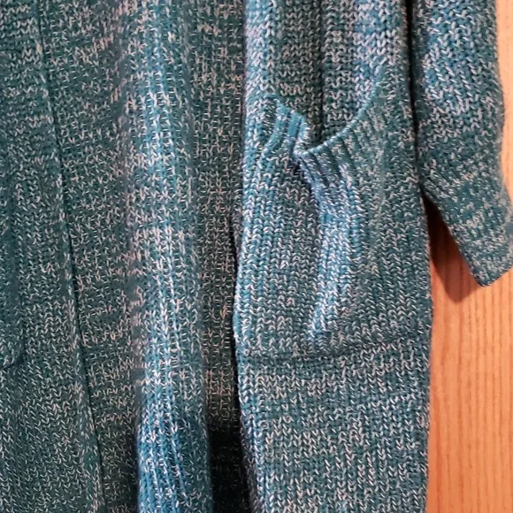 Cozy Dark Teal Duster Cardigan. NWT. Pockets!  Marled. - Picture 9 of 12